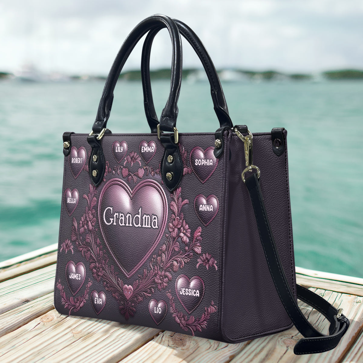 Grandma Nana Mama - Personalized Grandma Leather Handbag