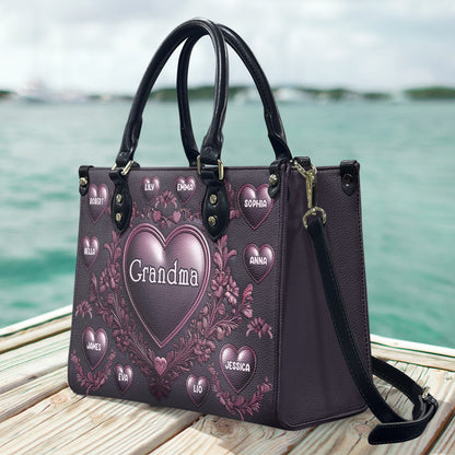 Grandma Nana Mama - Personalized Grandma Leather Handbag