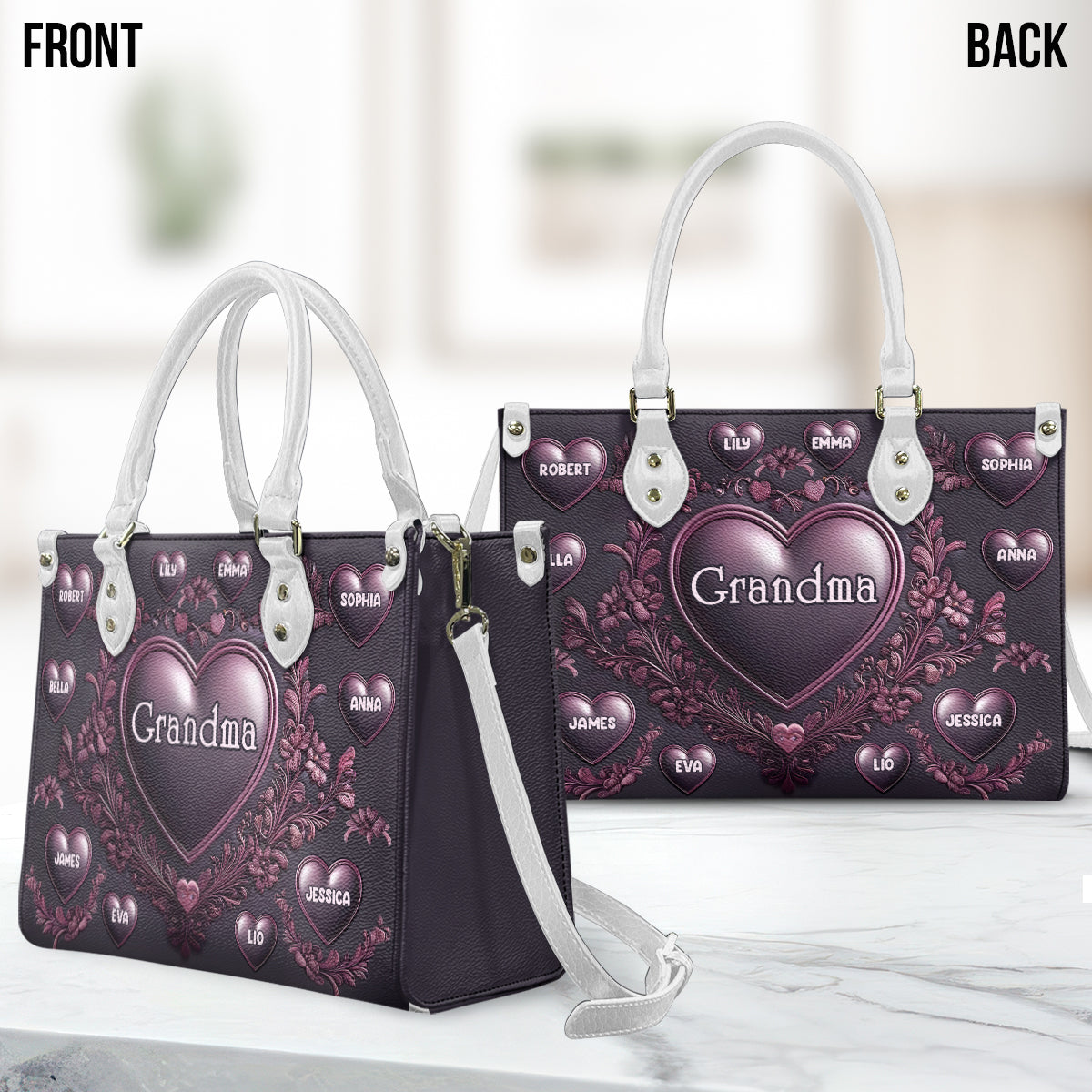 Grandma Nana Mama - Personalized Grandma Leather Handbag