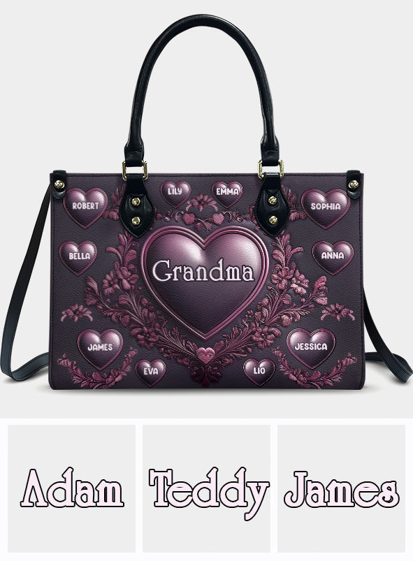 Grandma Nana Mama - Personalized Grandma Leather Handbag