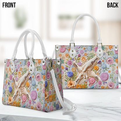 Hold Our Hands - Personalized Mother Leather Handbag
