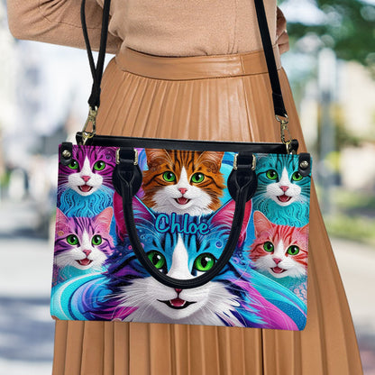 Crazy Cat Lady - Personalized Cat Leather Handbag