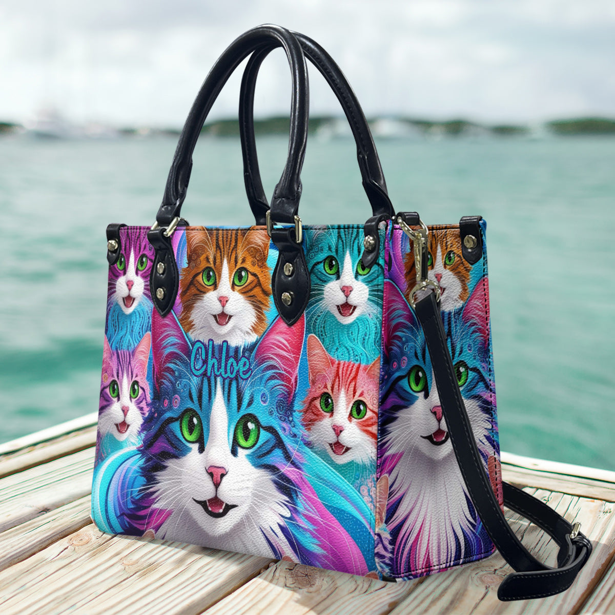Crazy Cat Lady - Personalized Cat Leather Handbag