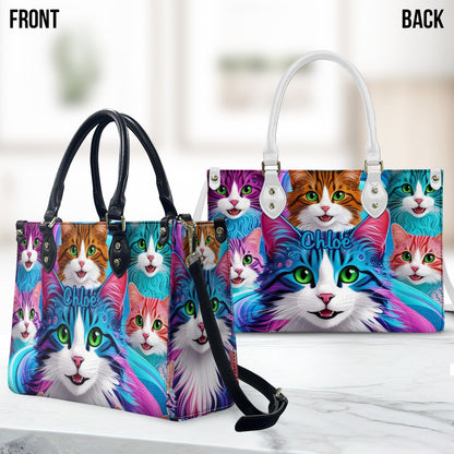 Crazy Cat Lady - Personalized Cat Leather Handbag