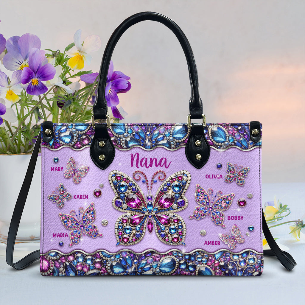 Grandma Nana Mama - Personalized Grandma Leather Handbag