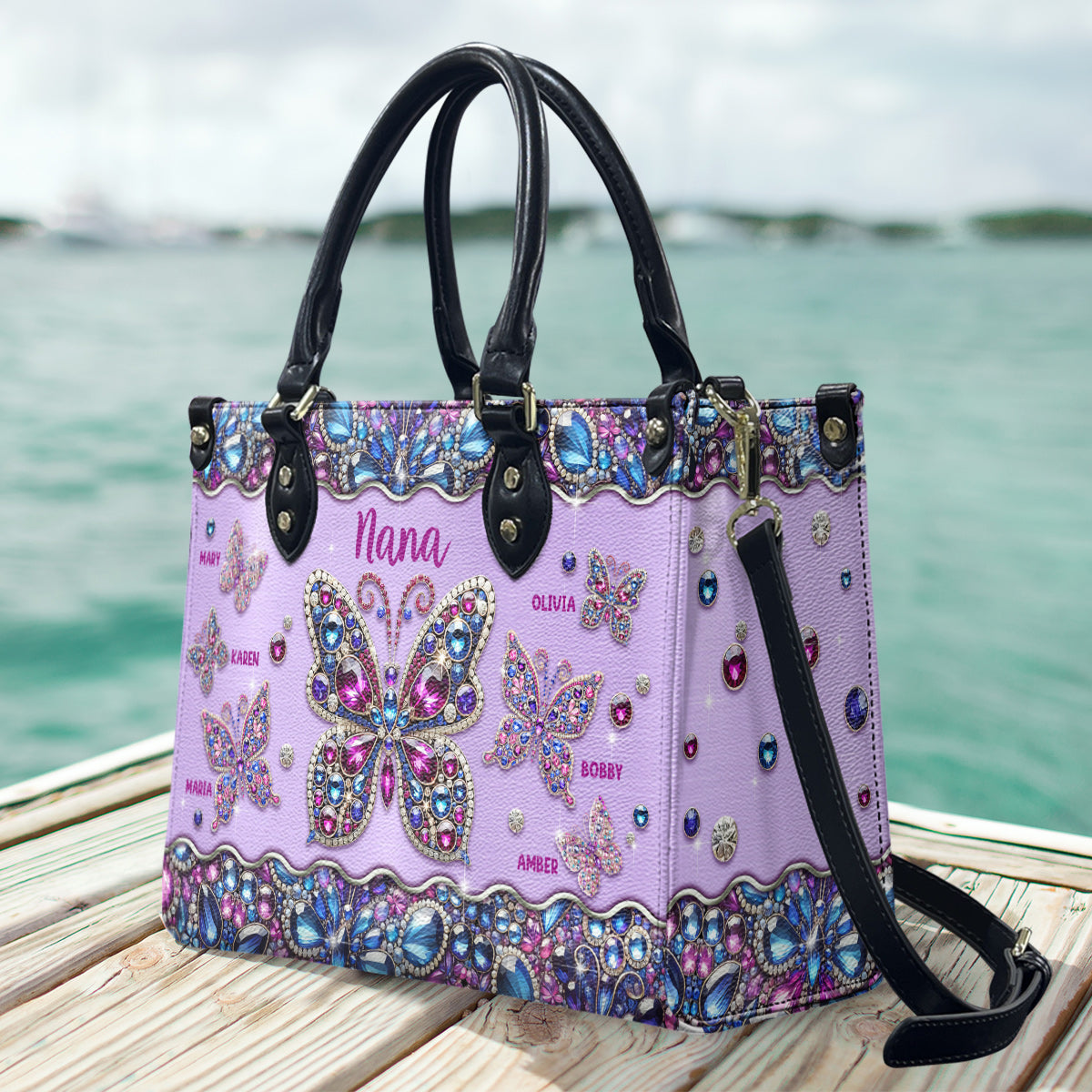 Grandma Nana Mama - Personalized Grandma Leather Handbag