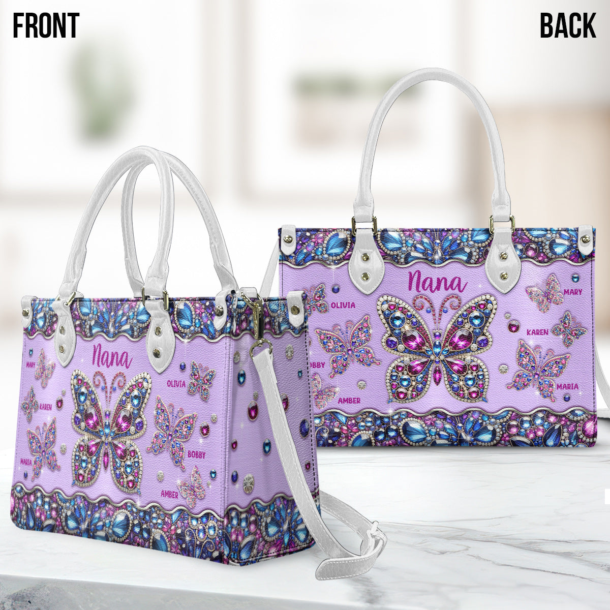 Grandma Nana Mama - Personalized Grandma Leather Handbag