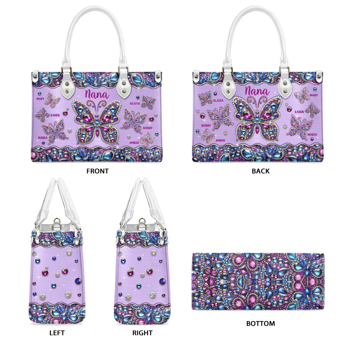 Grandma Nana Mama - Personalized Grandma Leather Handbag