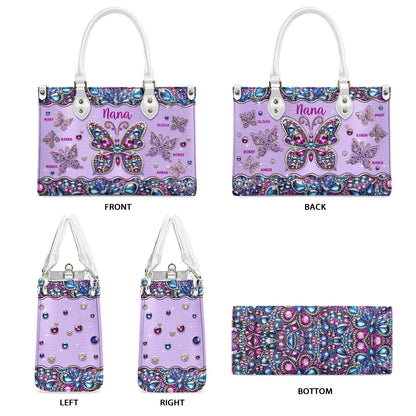 Grandma Nana Mama - Personalized Grandma Leather Handbag