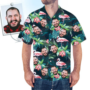 Custom Face Hawaiian Shirt Men's All Over Print Large Leave Short Sleeve Shirt