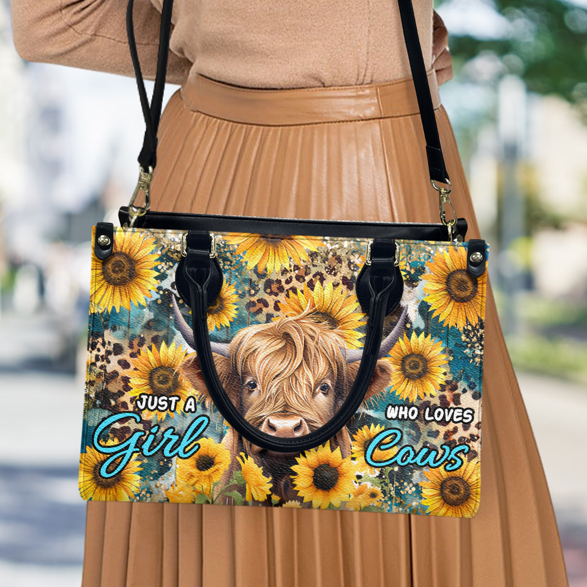 Just A Girl Who Loves Cows - Personalized Leather Handbag