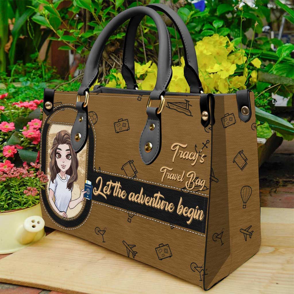 Let The Adventure Begin Travel Bag - Personalized Travelling Leather Handbag
