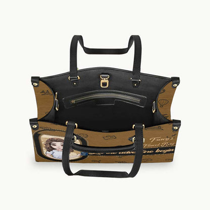 Let The Adventure Begin Travel Bag - Personalized Travelling Leather Handbag