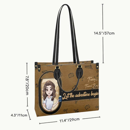Let The Adventure Begin Travel Bag - Personalized Travelling Leather Handbag