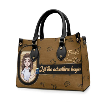 Let The Adventure Begin Travel Bag - Personalized Travelling Leather Handbag