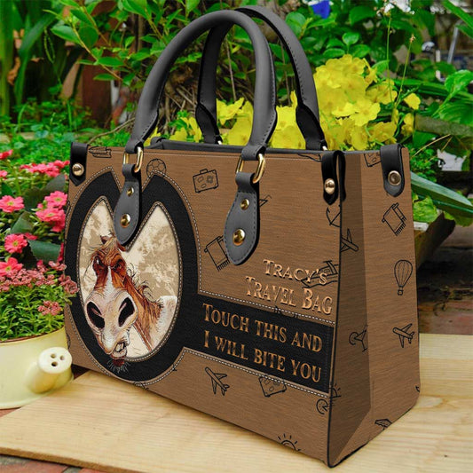 Touch This And I Will Bite You - Personalized Travelling Leather Handbag