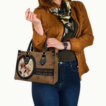 Touch This And I Will Bite You - Personalized Travelling Leather Handbag