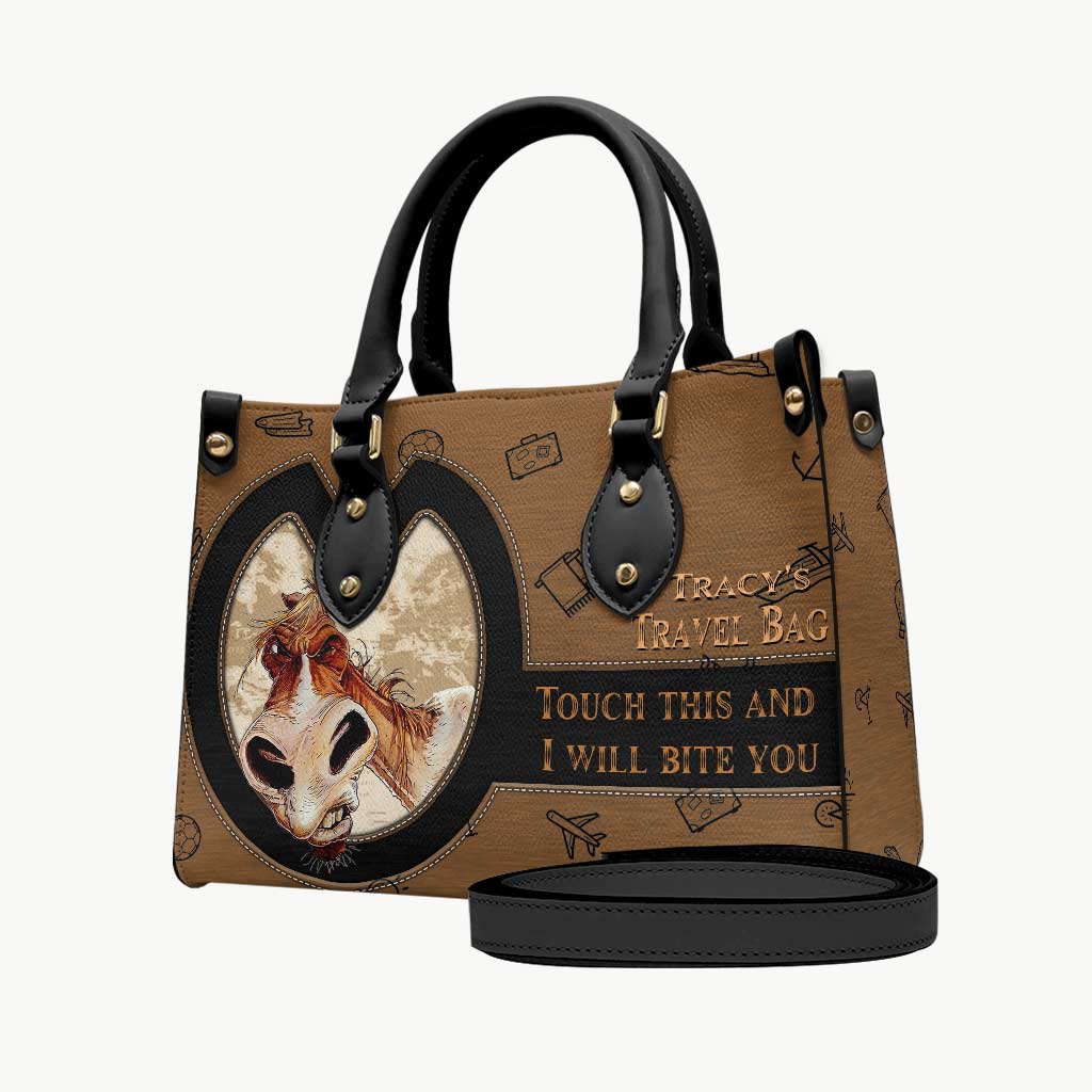 Touch This And I Will Bite You - Personalized Travelling Leather Handbag
