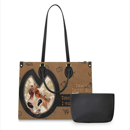 Touch This And I Will Bite You - Personalized Travelling Leather Handbag