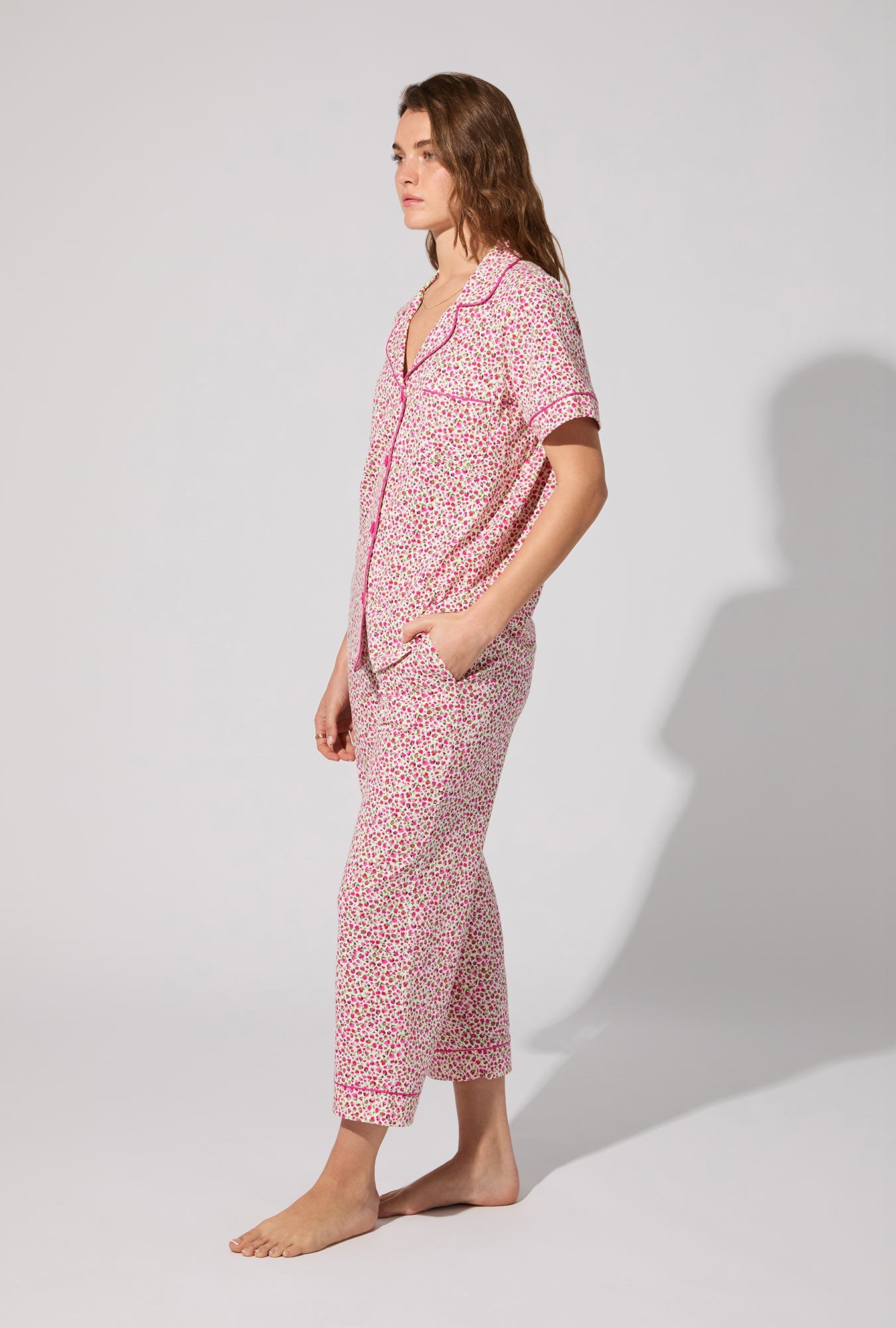 Lynn Short Sleeve Classic Stretch Jersey Cropped PJ Set