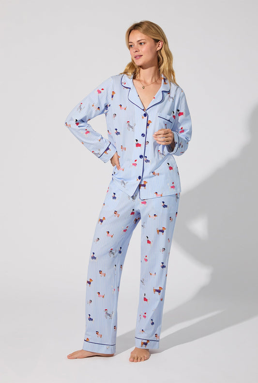French Pups Long Sleeve Classic Stretch Jersey PJ Set