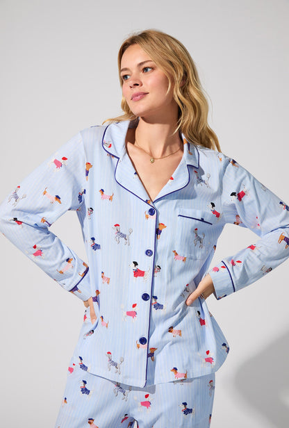 French Pups Long Sleeve Classic Stretch Jersey PJ Set
