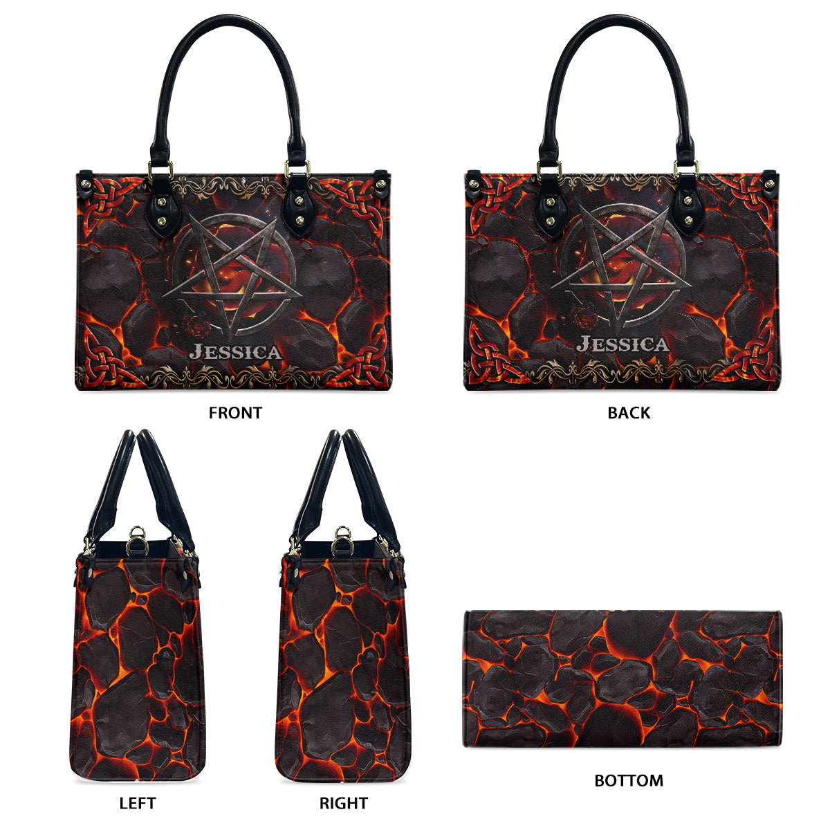 Volcanic Pentacle - Personalized Witch Leather Handbag