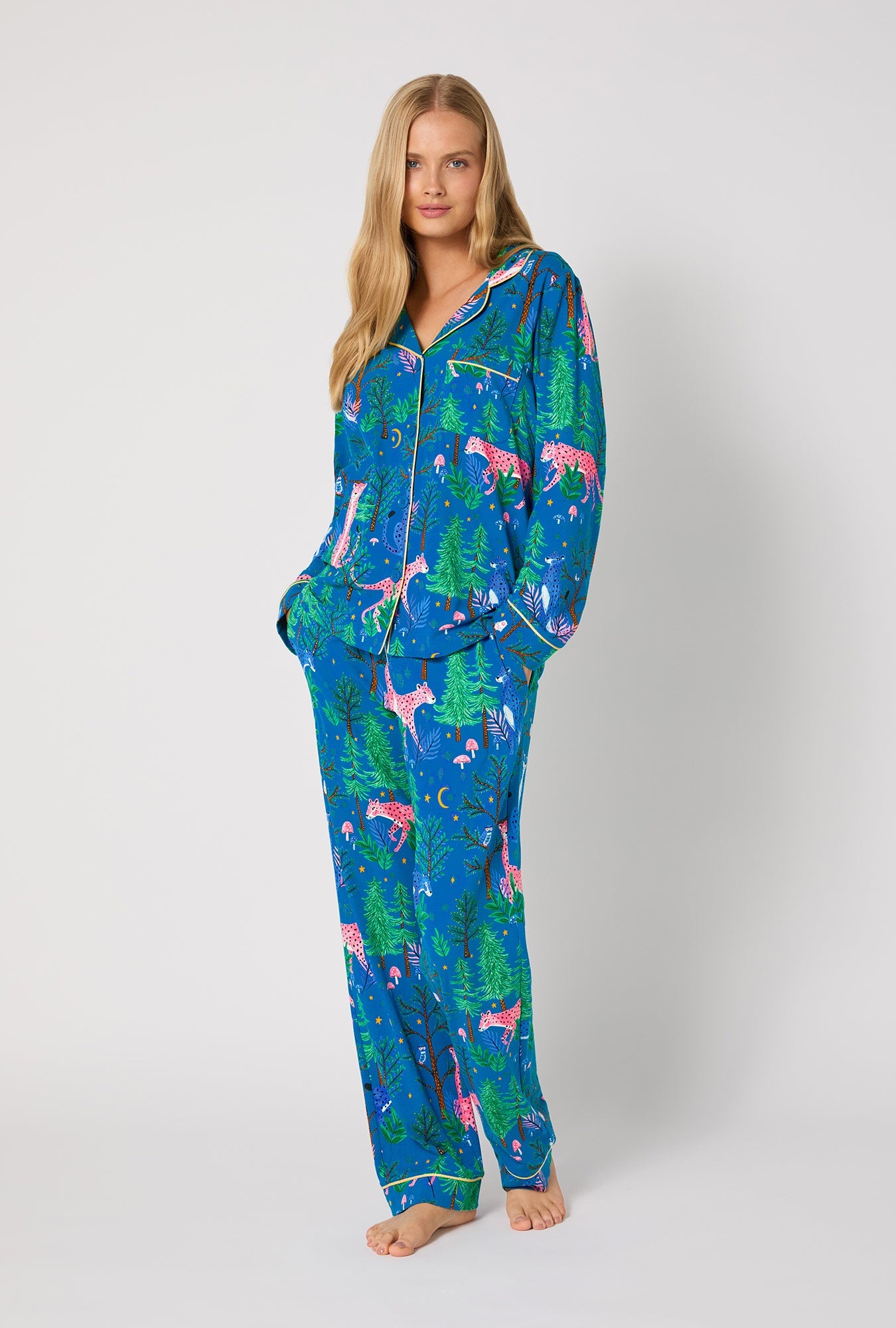 Midnight Forest Long Sleeve Classic Stretch Jersey Pj Set