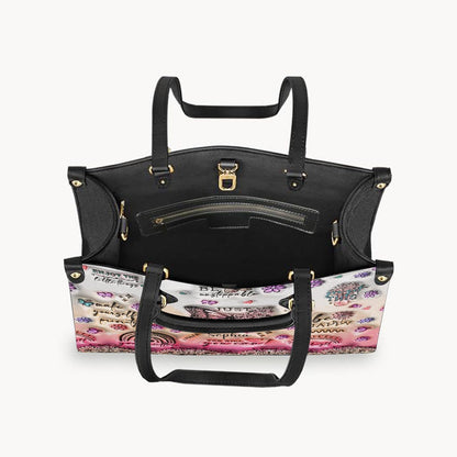 Positive Affirmations Butterfly - Personalized Butterfly Leather Handbag