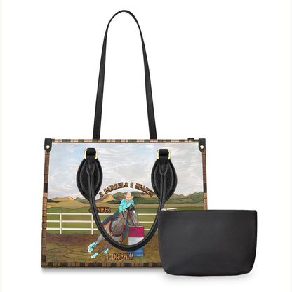 3 Barrels 2 Hearts 1 Dream - Personalized Horse Leather Handbag