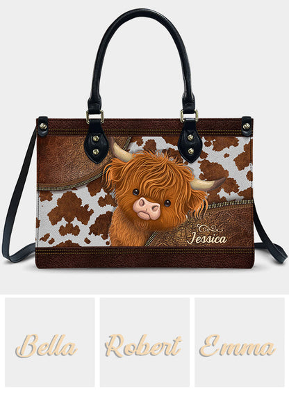 Love Highland Cows - Personalized Leather Handbag