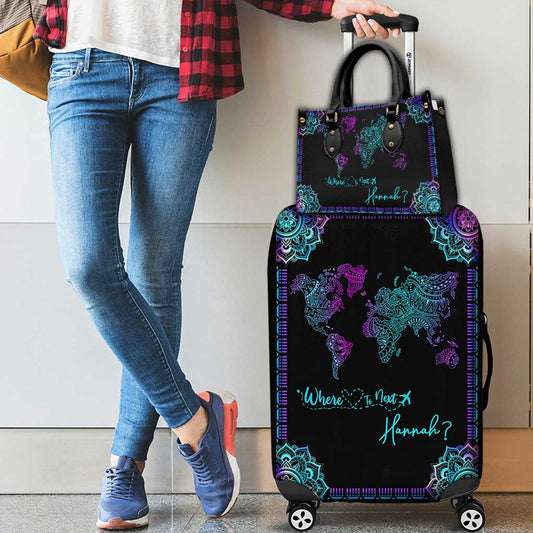 Where To Next - Personalized Travelling Leather Handbag & Luggage Cover