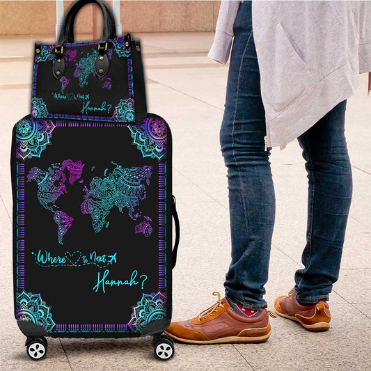 Where To Next - Personalized Travelling Leather Handbag & Luggage Cover