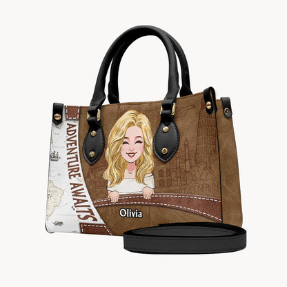 Adventure Awaits - Personalized Travelling Leather Handbag