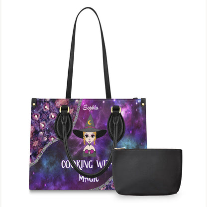 Cooking With Magic - Personalized Witch Leather Handbag