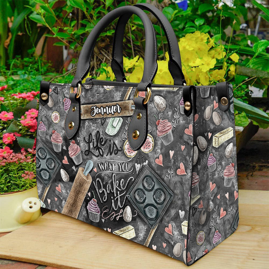 Life Is What You Bake It - Personalized Baking Leather Handbag