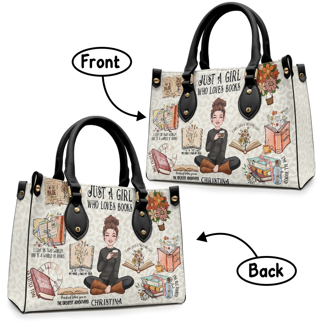 Just A Girl Who Loves Books - Personalized Book Leather Handbag