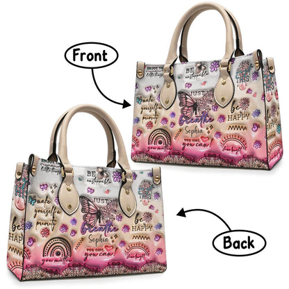 Positive Affirmations Butterfly - Personalized Butterfly Leather Handbag