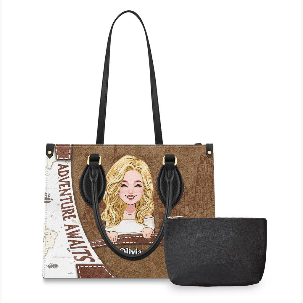 Adventure Awaits - Personalized Travelling Leather Handbag