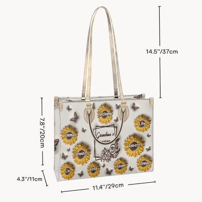 Grandma's Sunflower Garden - Gift for grandma - Personalized Leather Handbag