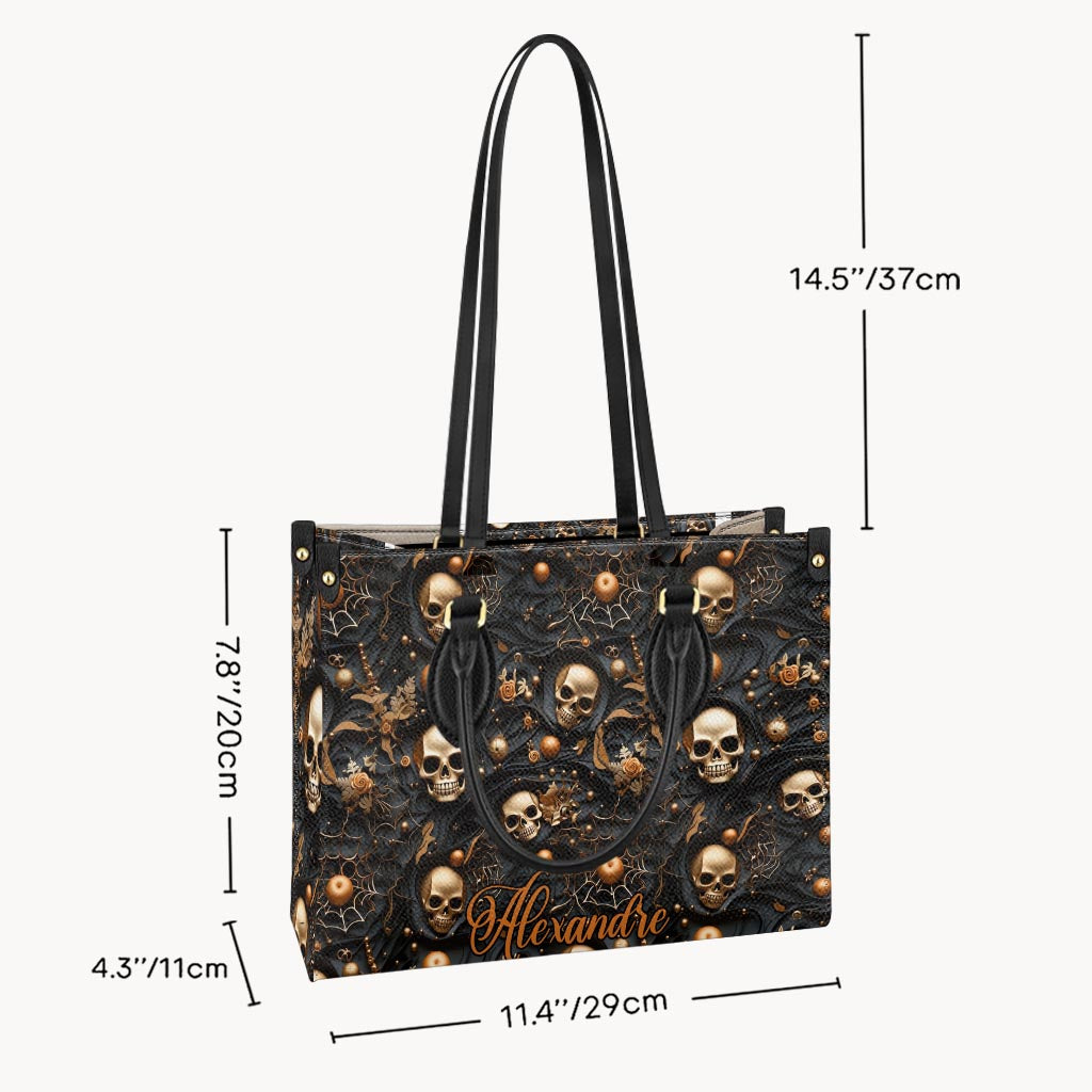 Gold Skull - Personalized Skull Leather Handbag