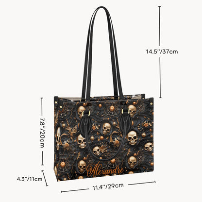 Gold Skull - Personalized Skull Leather Handbag