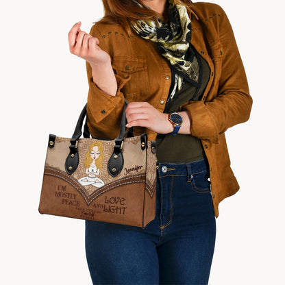 I'm Mostly Peace - Personalized Yoga Leather Handbag