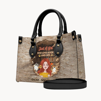Love Books And Cats - Personalized Book Leather Handbag