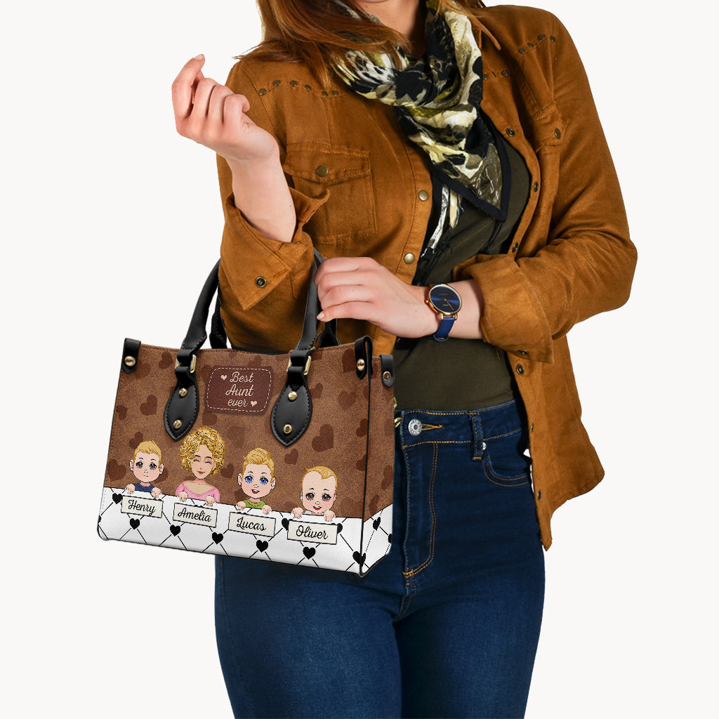 Best Grandma Ever - Gift for grandma, mom, aunt - Personalized Leather Handbag