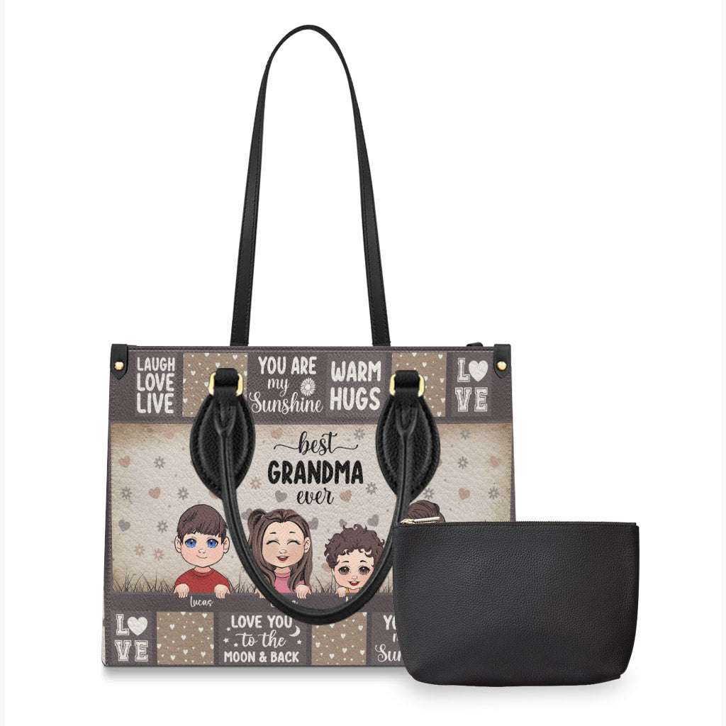 Best Grandma/ Mom Ever - Gift for grandma - Personalized Leather Handbag