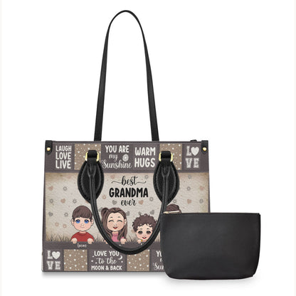 Best Grandma/ Mom Ever - Gift for grandma - Personalized Leather Handbag