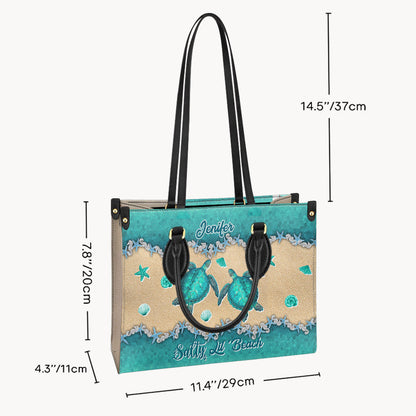 Salty Lil' Beach - Personalized Turtle Leather Handbag