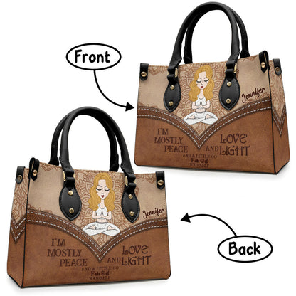 I'm Mostly Peace - Personalized Yoga Leather Handbag