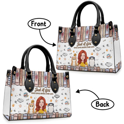 Love Books And Cats - Personalized Book Leather Handbag